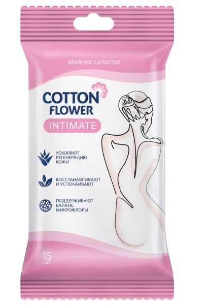 Изображение товара Салфетки влажные Cotton Flower Intimate №15 Салфетки влажные Cotton Flower Intimate №15 фотография