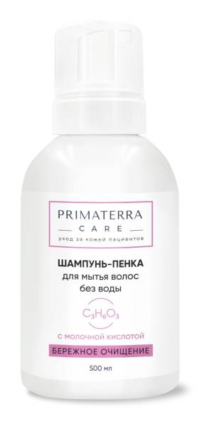 Изображение товара Шампунь-пенка для мытья волос Сare без воды за лежачими больными Приматерра 500мл Шампунь-пенка для мытья волос Сare без воды за лежачими больными Приматерра 500мл фотография